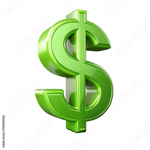 green dollar symbol isolated on white background. PNG Transparent.