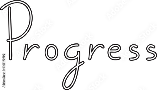Elegant flowing script word 'Progress' rendered in white on a dark background.