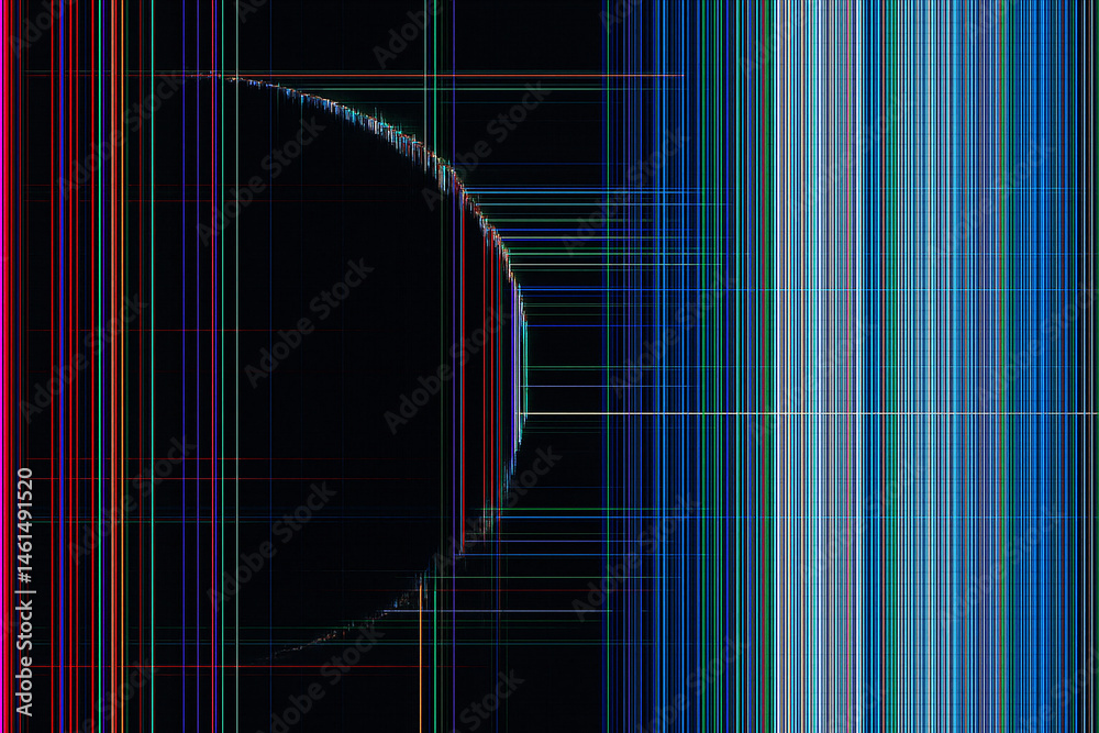 Fototapeta premium RGB Line Planet Eclipse – Horizontal Glitch Art with Digital Distortion