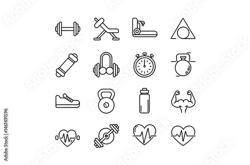 Simple Line Icons for Fitness and Wellness