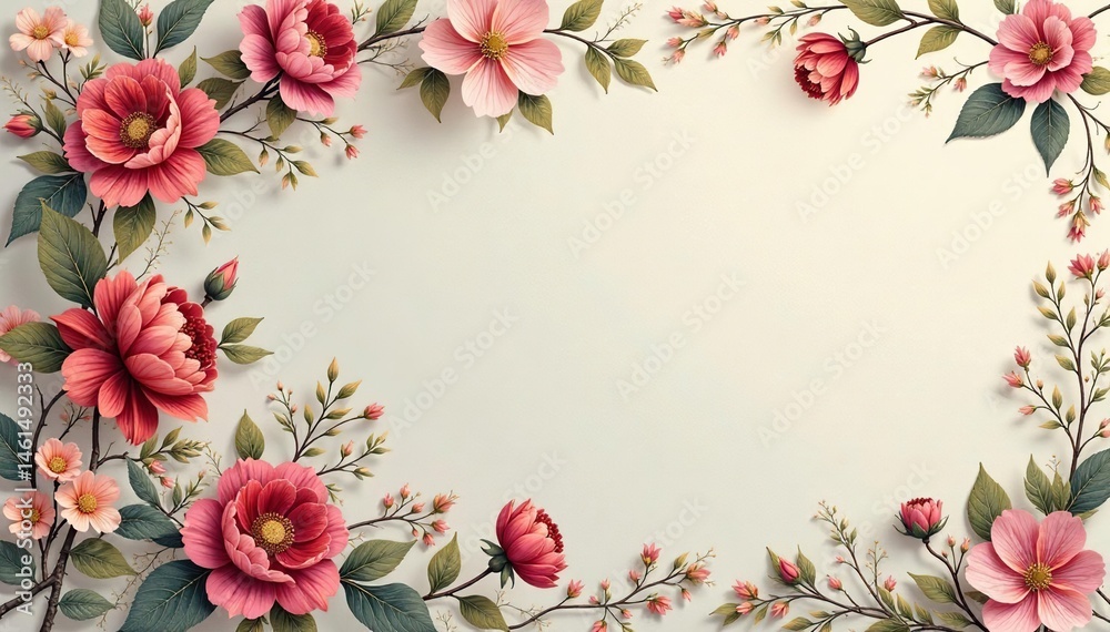 Fototapeta premium Delicate paisley floral pattern, muted tones, subtle shading, botanical, shading