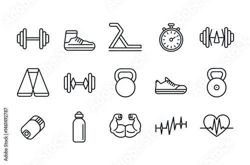 Simple Line Icons for Fitness and Wellness