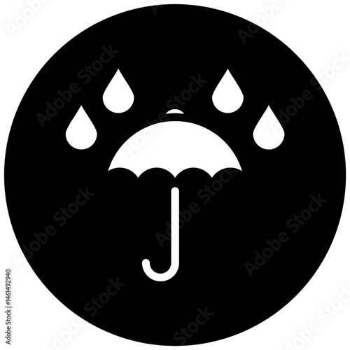 Umbrella with Rain Drops Vector Icon
