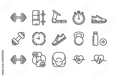 Simple Line Icons for Fitness and Wellness