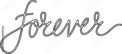 Elegant cursive word 'forever' is written in a flowing script.