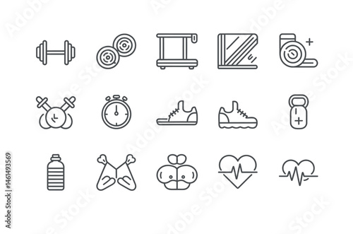 Simple Line Icons for Fitness and Wellness