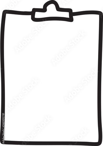 A simple black and white clipboard rests horizontally on a flat surface.