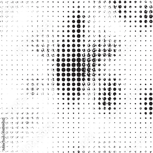 A dense field of black and white dots gradually transitions into a bright central point.