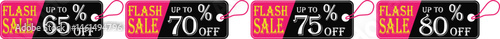 
Flash sale tag icon set.Shopping Poster or banner icon text on transparent,red black and yellow background.Flash Sale banner template design for social media and website.
