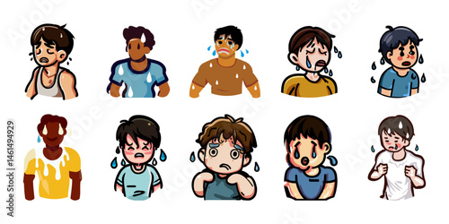 sweaty people vector set collection graphic clipart design eps vector icon logo character premium illustration