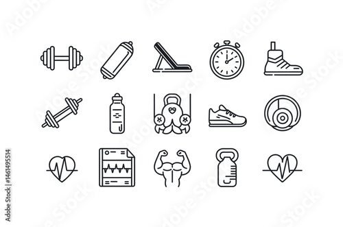 Simple Line Icons for Fitness and Wellness