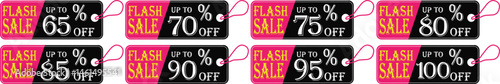 
Flash sale tag icon set.Shopping Poster or banner icon text on transparent,red black and yellow background.Flash Sale banner template design for social media and website.
