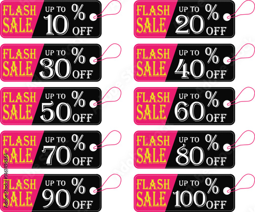 
Flash sale tag icon set.Shopping Poster or banner icon text on transparent,red black and yellow background.Flash Sale banner template design for social media and website.
