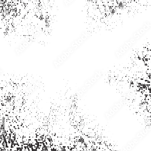 A textured white background displays a dense scattering of small dark dots across the entire frame.