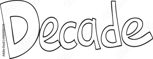 A bold stylized word 'Decade' rendered in a flowing script font.