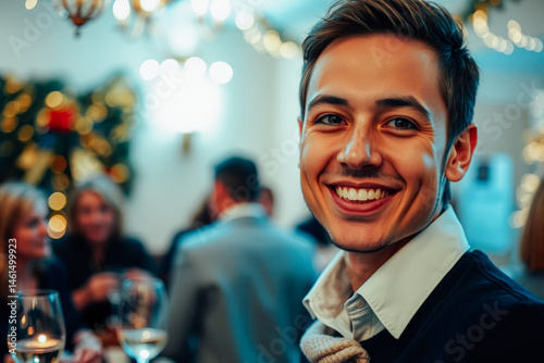 Happy Young Man at a Holiday Party