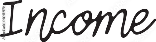 A stark white word 'Income' is presented on a black background.