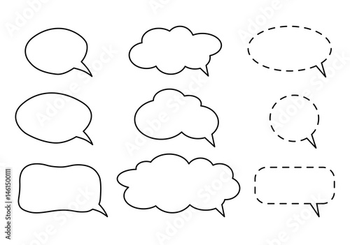  Speech bubbles set.Template comics conversation talking. Clip art cartoon element isolated editable. Vector illustration