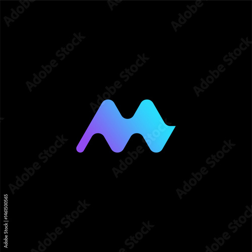 Modern Letter M Flow or M tech logo concept vector icon