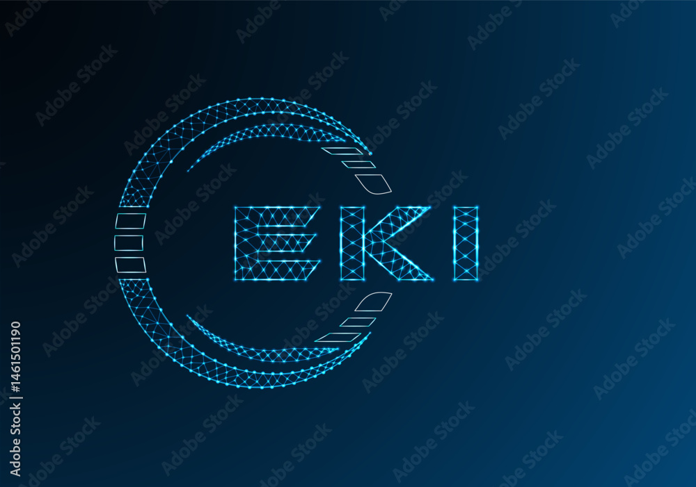 Obraz premium EKI low poly letter logo vector design. EKI lower poly logo design. Low poly logo.