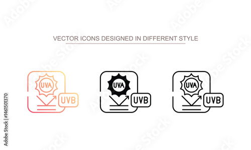 Uva uvb protection icon design with white background stock illustration