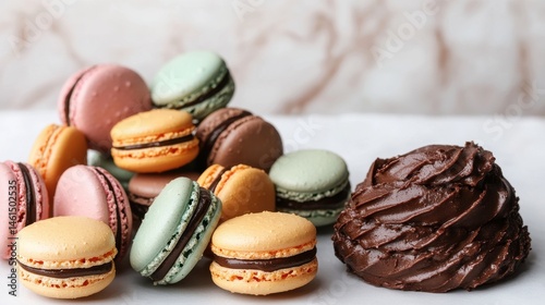 Wallpaper Mural Dessert spread with colorful macaron and rich chocolate mousse Torontodigital.ca