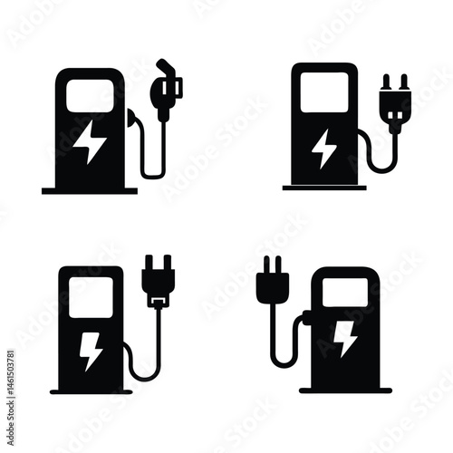 Electric vehicle charging station or EV charge point for electric vehicles / cars flat vector icon for apps and websites.