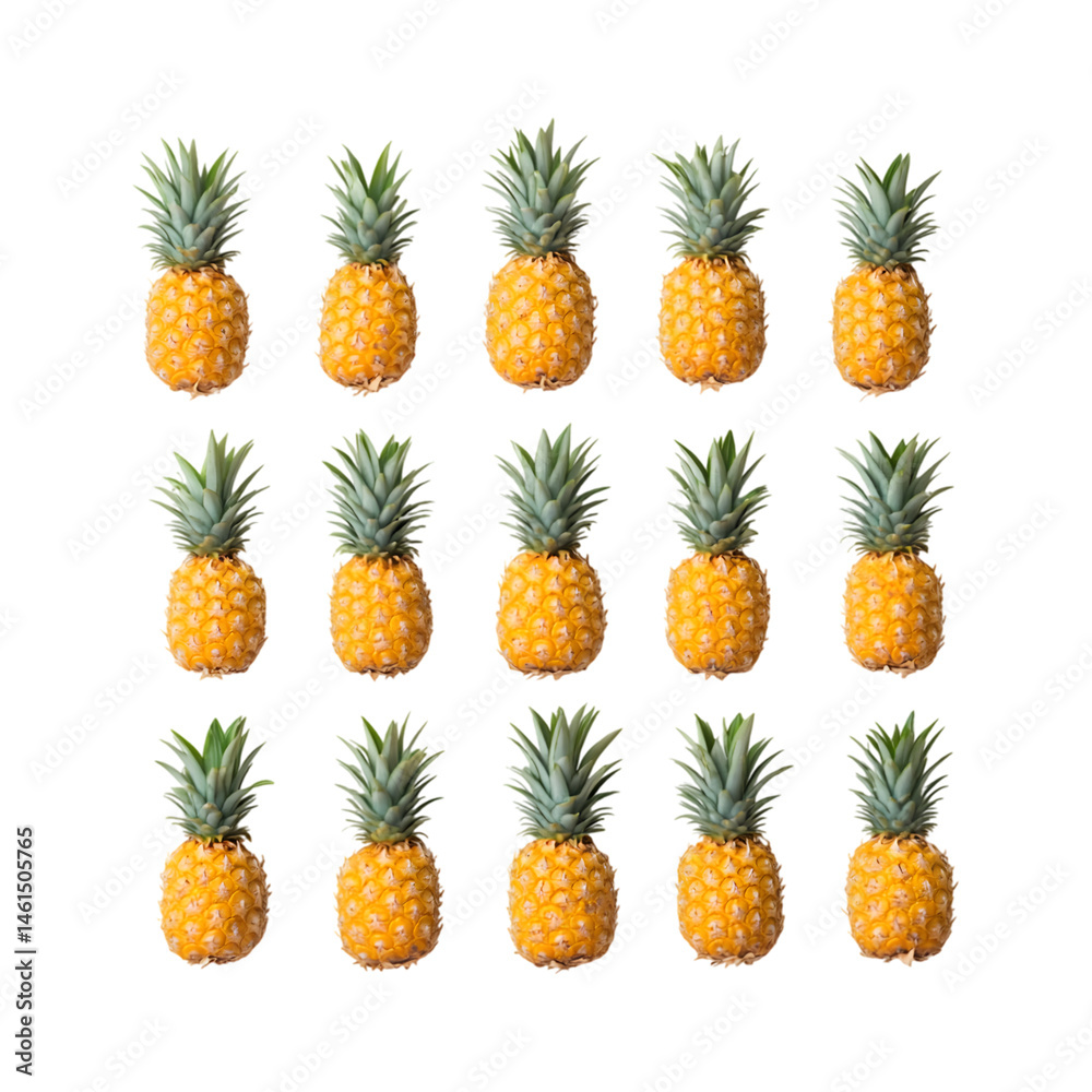 Set of pineapple fruit isolated on transparent background Set of pineapple fruit isolated on transparent background