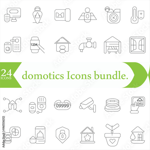 domotics Icons bundle. Linear dot style Icons. Vector illustration