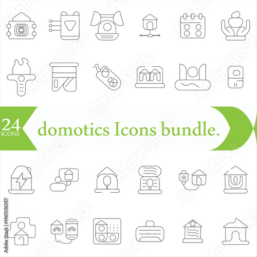 domotics Icons bundle. Linear dot style Icons. Vector illustration