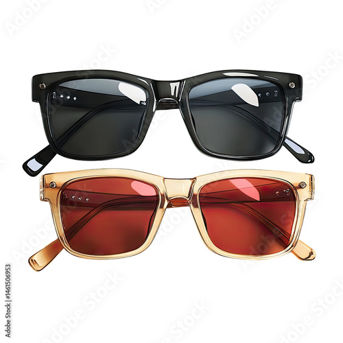 Stylish sunglasses, two pairs, black and copper-toned