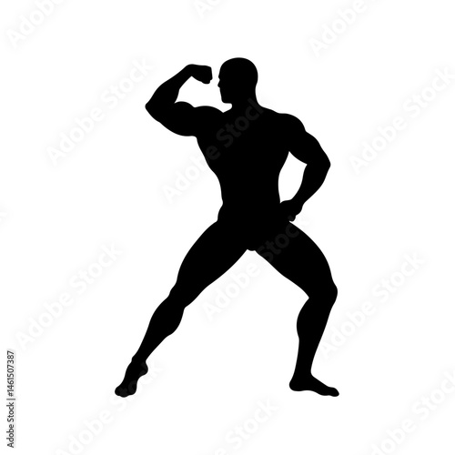 Body Builder silhouette vector flat illustration design.