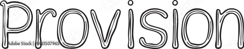 A stylized word 'Provision' is presented in bold black lettering against a stark white background.