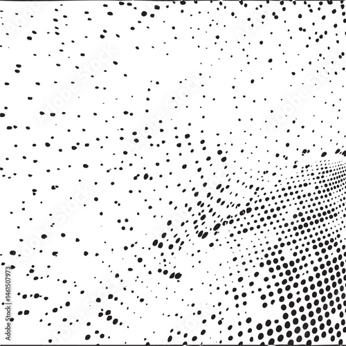 A dense field of scattered black dots creates a dynamic textured