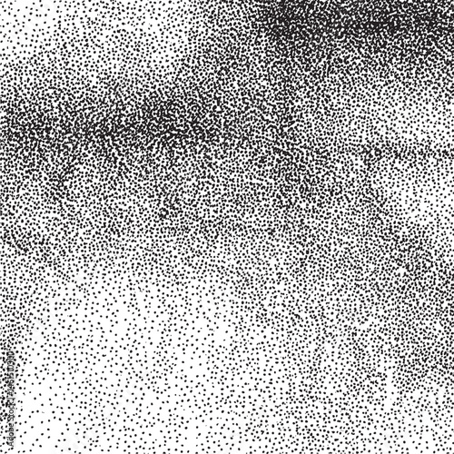 Dense black and white pointillist texture creates a tactile abstract surface.