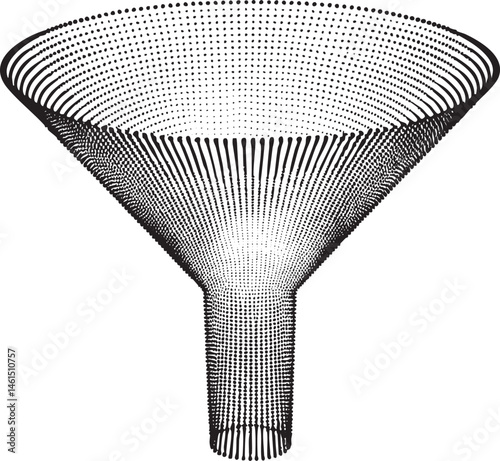A stylized funnel with intricate dot