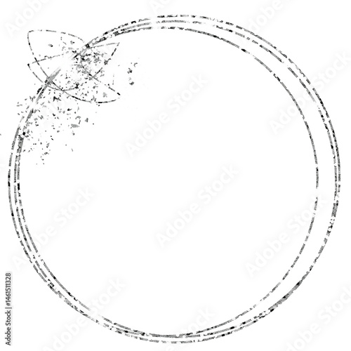 Shiny silver  round frame glitter. PNG Silver Premium design,wedding,vip cover template,grand opening,flyer,save the date.Pieces flakes of Silver. photo