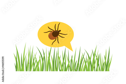 tick insect in the grass, ideal for educational materials, health awareness campaigns, lyme concept- vector illustration