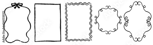 Hand drawn doodle whimsical frame set. Minimalist coquette grunge borders.