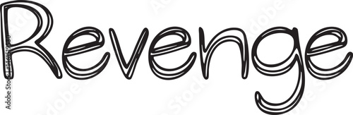 A handwritten word 'Revenge' is displayed in a bold stylized script.
