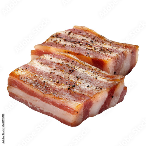 Two slices of seasoned bacon