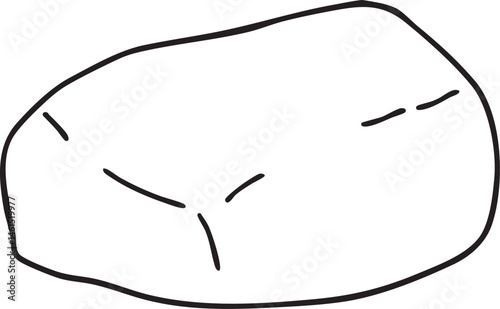 A smooth grey stone rests on a white surface.
