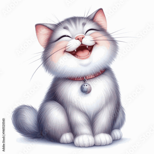 Chuckle Whiskers cat laughing happily isolated watercolor vector illustration svg