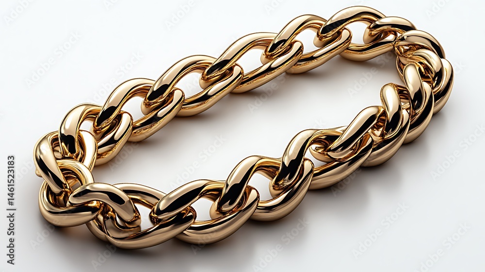 Obraz premium Luxurious Golden Chain Bracelet On White Background High Resolution Images