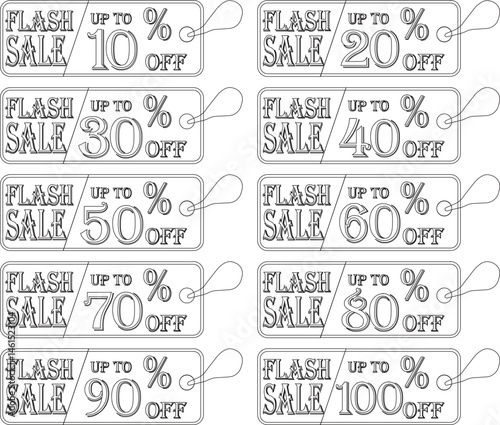 
Flash sale tag line art icon set.Shopping Poster or banner icon text on transparent,red black and yellow background.Flash Sale banner template design for social media and website.
