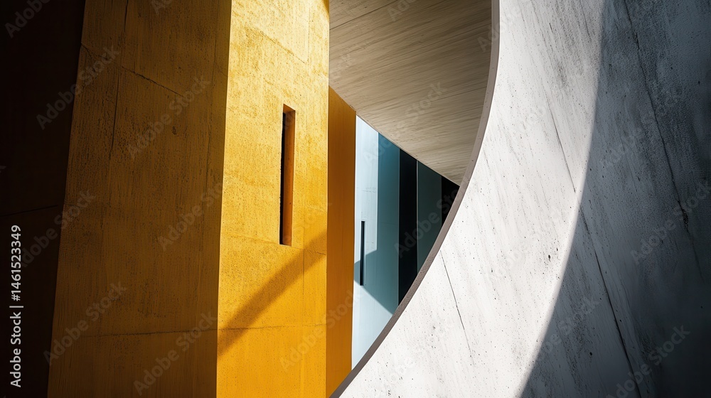 Fototapeta premium Sunlight highlights a modern architectural interior.