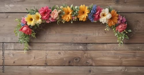 Wallpaper Mural Watercolor flower crown on weathered wood backdrop  Ideal for baby shower invitations , romantic, garden Torontodigital.ca