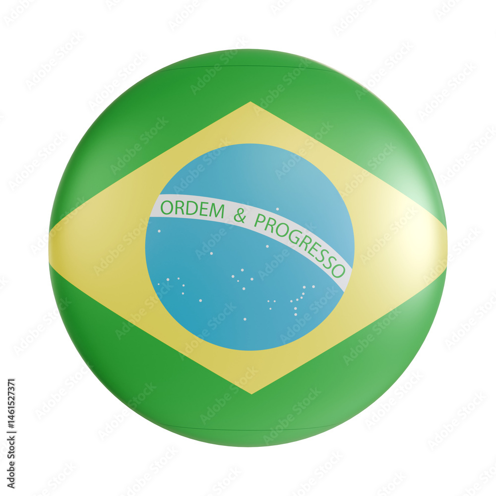 Obraz premium Brazil flag 3d circle icon.
