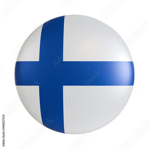Finland flag 3d circle icon.