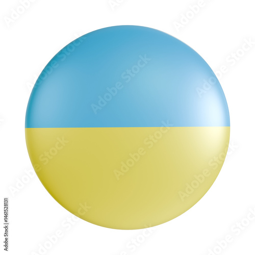 Ukraine flag 3d circle icon.